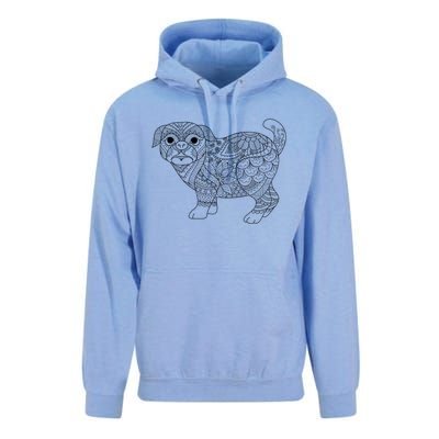 Adult Coloring Book Style Pug S Coloring Funny Gift Unisex Surf Hoodie