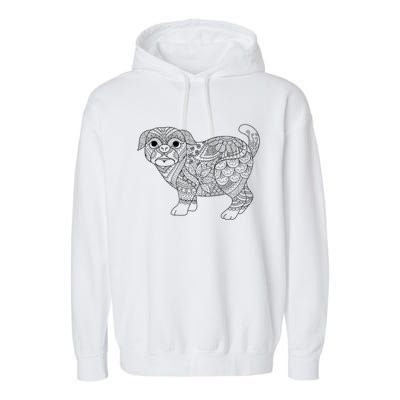 Adult Coloring Book Style Pug S Coloring Funny Gift Garment-Dyed Fleece Hoodie