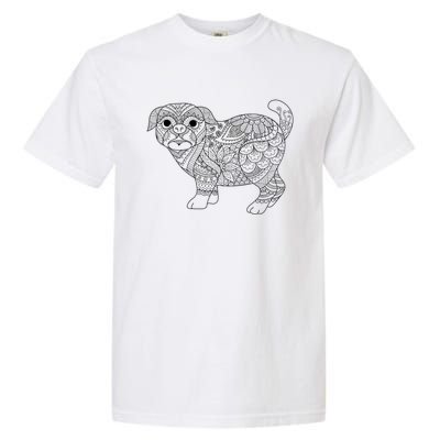 Adult Coloring Book Style Pug S Coloring Funny Gift Garment-Dyed Heavyweight T-Shirt