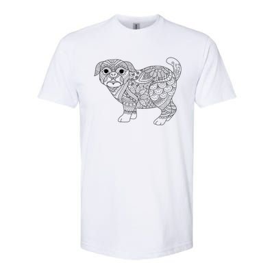 Adult Coloring Book Style Pug S Coloring Funny Gift Softstyle CVC T-Shirt