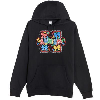 Autism Coquette Bow Puzzle Autism Awareness Proud Autism Mom Premium Pullover Hoodie