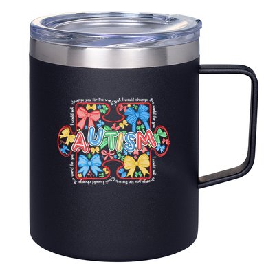 Autism Coquette Bow Puzzle Autism Awareness Proud Autism Mom 12oz Stainless Steel Coffee Mug