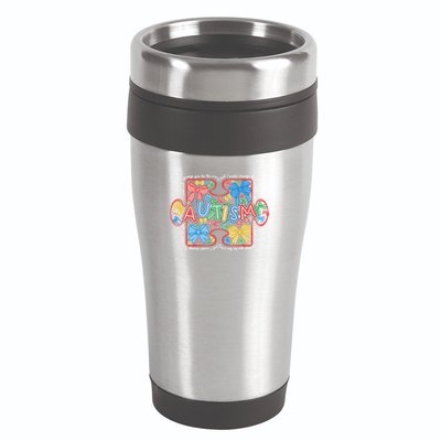 Autism Coquette Bow Puzzle Autism Awareness Proud Autism Mom 16oz Travel Tumbler