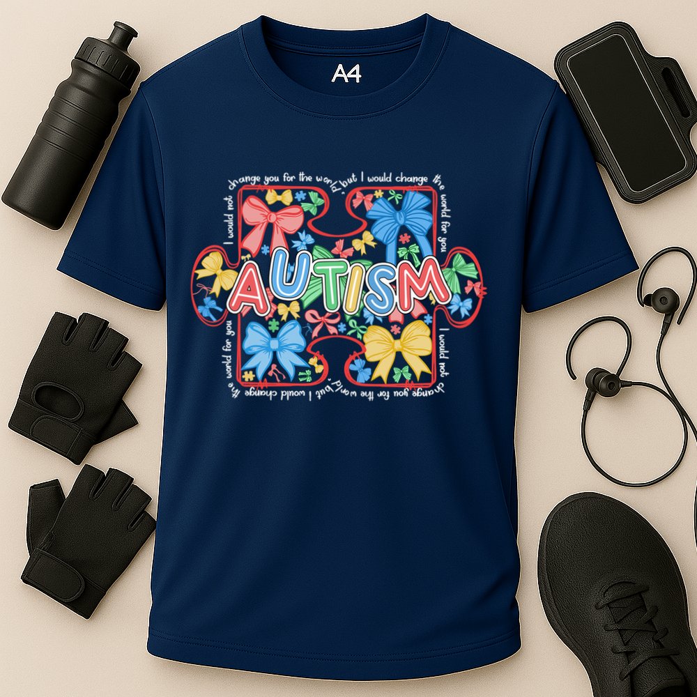 Autism Coquette Bow Puzzle Autism Awareness Proud Autism Mom Cooling Performance Crew T-Shirt