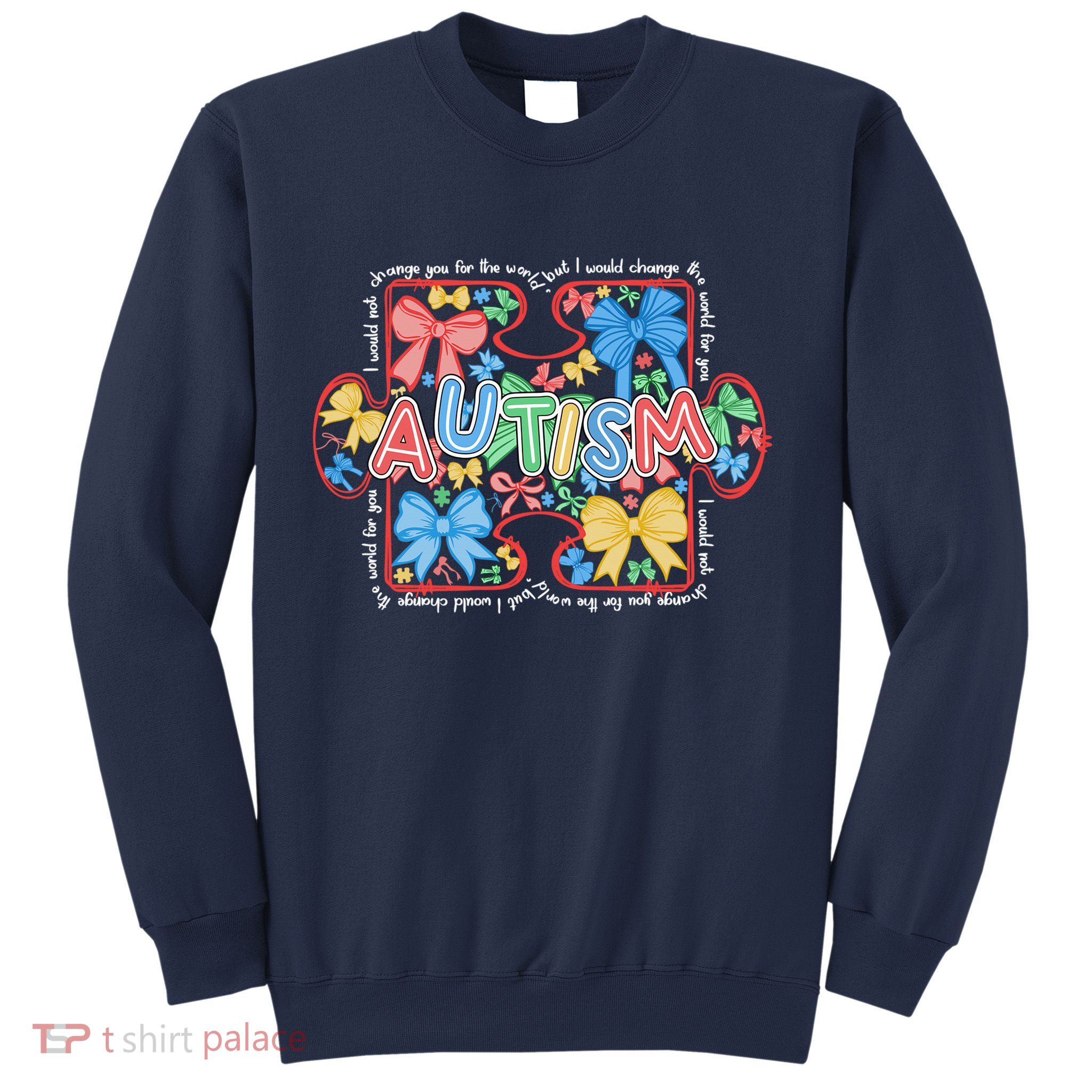 Autism Coquette Bow Puzzle Autism Awareness Proud Autism Mom Sweatshirt