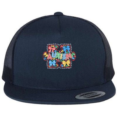 Autism Coquette Bow Puzzle Autism Awareness Proud Autism Mom Flatbill Hat