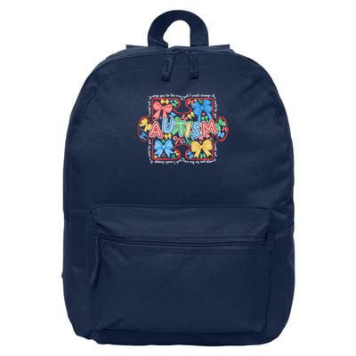 Autism Coquette Bow Puzzle Autism Awareness Proud Autism Mom 16 in Basic Backpack