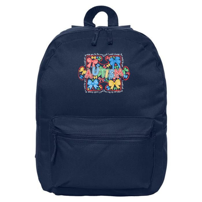 Autism Coquette Bow Puzzle Autism Awareness Proud Autism Mom 16 in Basic Backpack