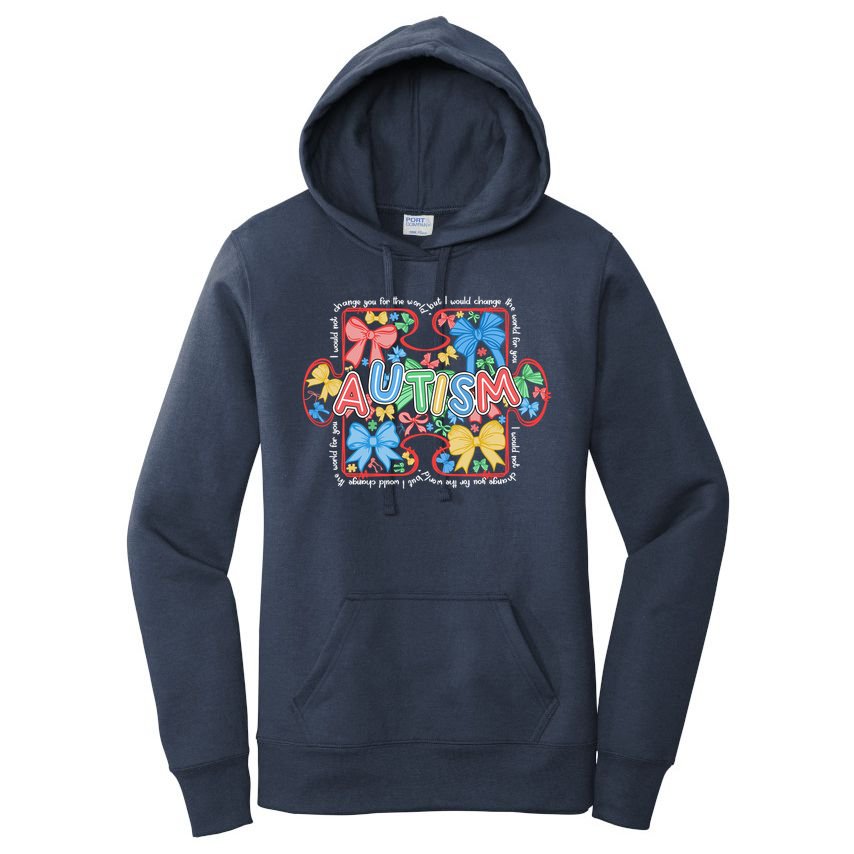 Autism Coquette Bow Puzzle Autism Awareness Proud Autism Mom Women's Pullover Hoodie