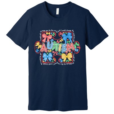 Autism Coquette Bow Puzzle Autism Awareness Proud Autism Mom Premium T-Shirt