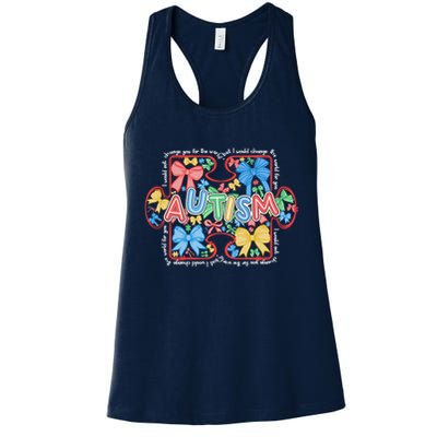 Autism Coquette Bow Puzzle Autism Awareness Proud Autism Mom Womens Tank Top