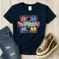 Autism Coquette Bow Puzzle Autism Awareness Proud Autism Mom Womens T-Shirt