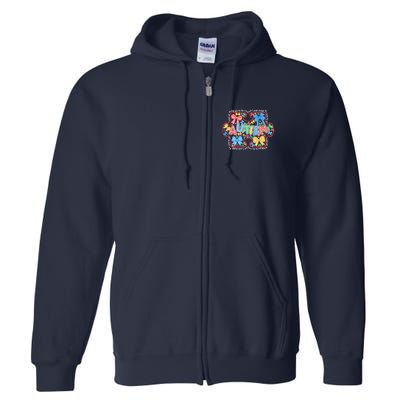 Autism Coquette Bow Puzzle Autism Awareness Proud Autism Mom Full Zip Hoodie