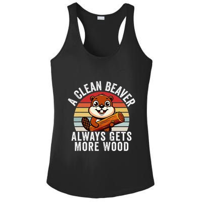 A Clean Beaver Always Gets More Wood Funny Beaver Design Ladies PosiCharge Competitor Racerback Tank
