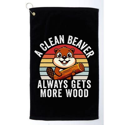 A Clean Beaver Always Gets More Wood Funny Beaver Design Golf Towel