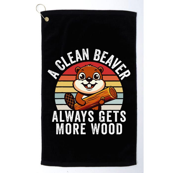 A Clean Beaver Always Gets More Wood Funny Beaver Design Golf Towel