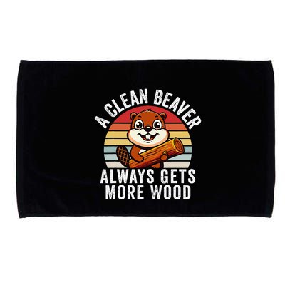 A Clean Beaver Always Gets More Wood Funny Beaver Design Microfiber Hand Towel