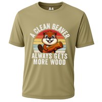 A Clean Beaver Always Gets More Wood Funny Beaver Design Cooling Performance Crew T-Shirt
