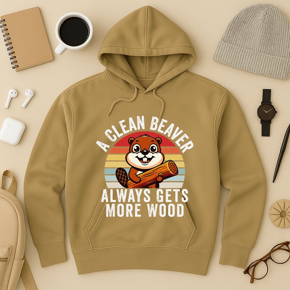 A Clean Beaver Always Gets More Wood Funny Beaver Design Hoodie