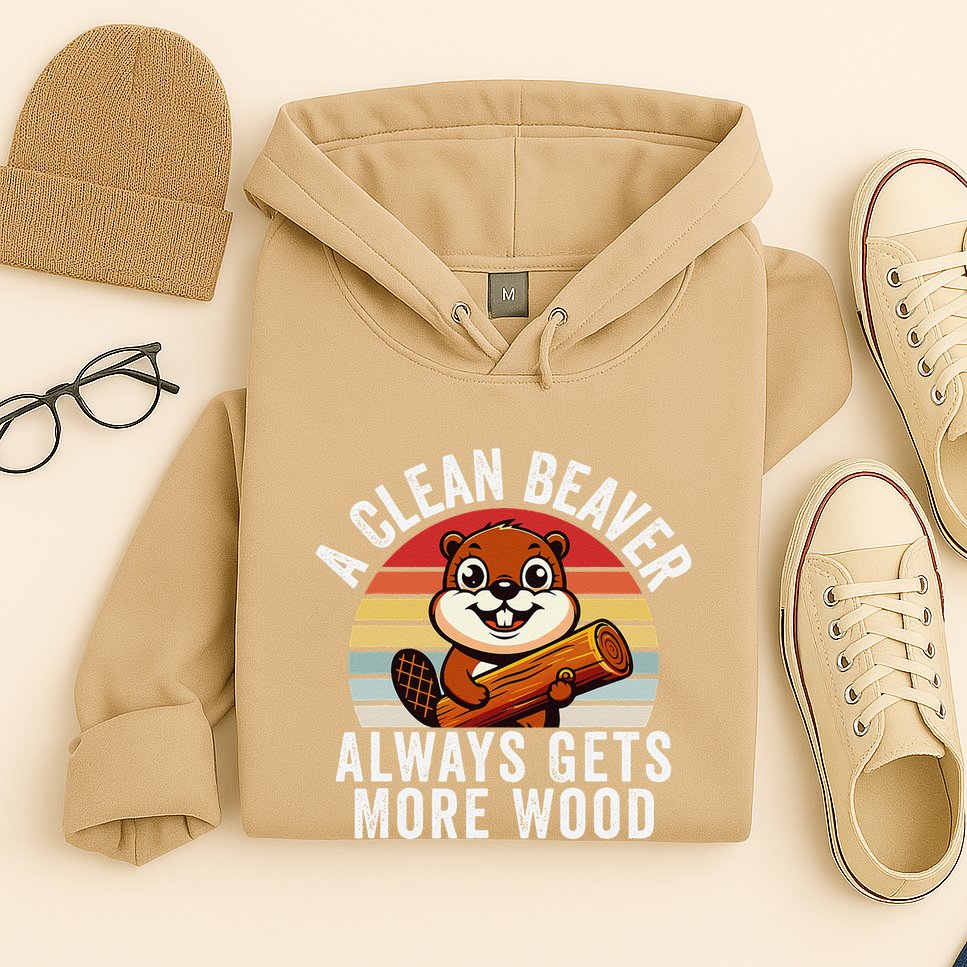 A Clean Beaver Always Gets More Wood Funny Beaver Design Hoodie