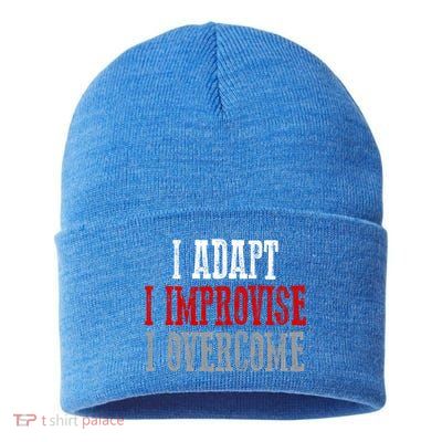 Awesome Confident Bold I Adapt I Improvise I Overcome Gift Sustainable Knit Beanie