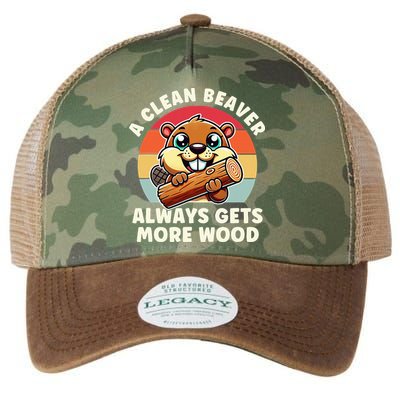 A Clean Beaver Always Gets More Wood Adult Humor Legacy Tie Dye Trucker Hat