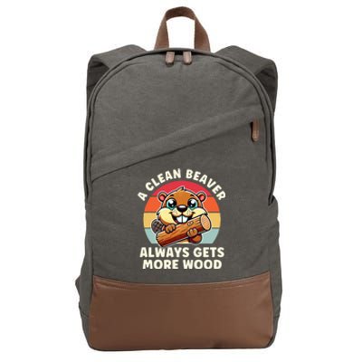 A Clean Beaver Always Gets More Wood Adult Humor Cotton Canvas Backpack