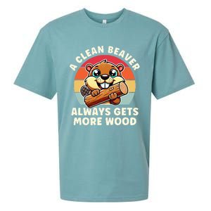 A Clean Beaver Always Gets More Wood Adult Humor Sueded Cloud Jersey T-Shirt