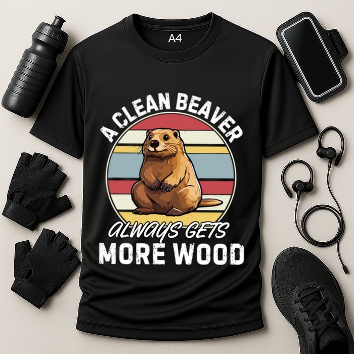 A Clean Beaver Always Gets More Wood Cooling Performance Crew T-Shirt
