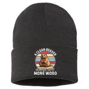 A Clean Beaver Always Gets More Wood Sustainable Knit Beanie