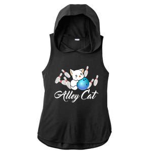 Alley Cat Bowling Gift Funny Bowler Bowling Great Gift Ladies PosiCharge Tri-Blend Wicking Draft Hoodie Tank