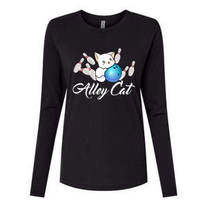 Alley Cat Bowling Gift Funny Bowler Bowling Great Gift Womens Cotton Relaxed Long Sleeve T-Shirt