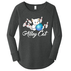 Alley Cat Bowling Gift Funny Bowler Bowling Great Gift Women's Perfect Tri Tunic Long Sleeve Shirt