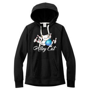 Alley Cat Bowling Gift Funny Bowler Bowling Great Gift Women's Fleece Hoodie