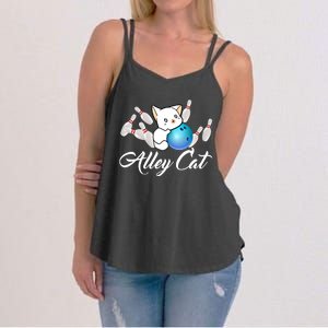 Alley Cat Bowling Gift Funny Bowler Bowling Great Gift Women's Strappy Tank