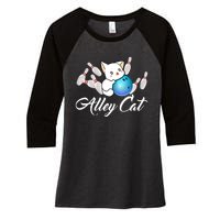 Alley Cat Bowling Gift Funny Bowler Bowling Great Gift Women's Tri-Blend 3/4-Sleeve Raglan Shirt