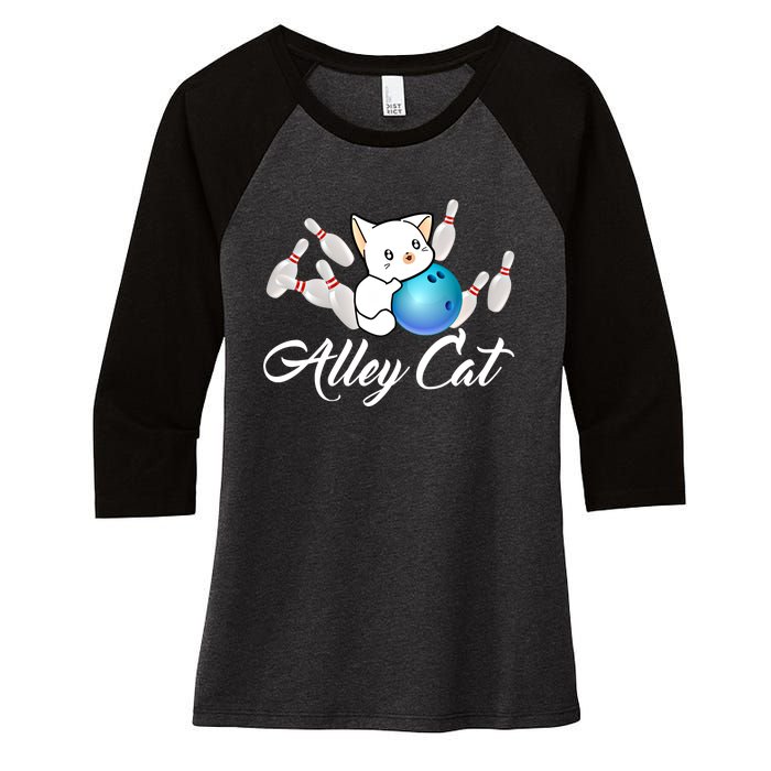 Alley Cat Bowling Gift Funny Bowler Bowling Great Gift Women's Tri-Blend 3/4-Sleeve Raglan Shirt