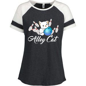 Alley Cat Bowling Gift Funny Bowler Bowling Great Gift Enza Ladies Jersey Colorblock Tee