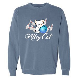 Alley Cat Bowling Gift Funny Bowler Bowling Great Gift Garment-Dyed Sweatshirt