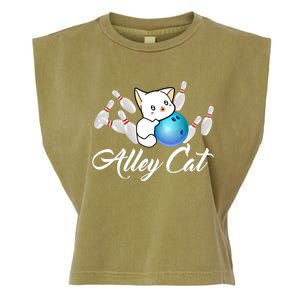 Alley Cat Bowling Gift Funny Bowler Bowling Great Gift Garment-Dyed Women's Muscle Tee