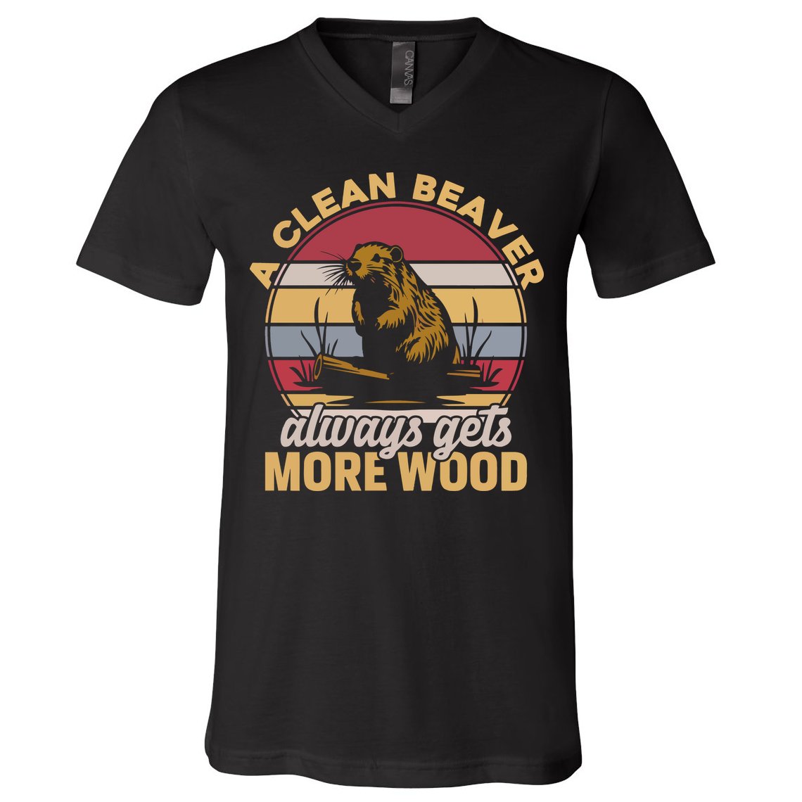 A Clean Beaver Always Gets More Wood Vintage V-Neck T-Shirt