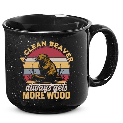 A Clean Beaver Always Gets More Wood Vintage 15oz Campfire Ceramic Mug