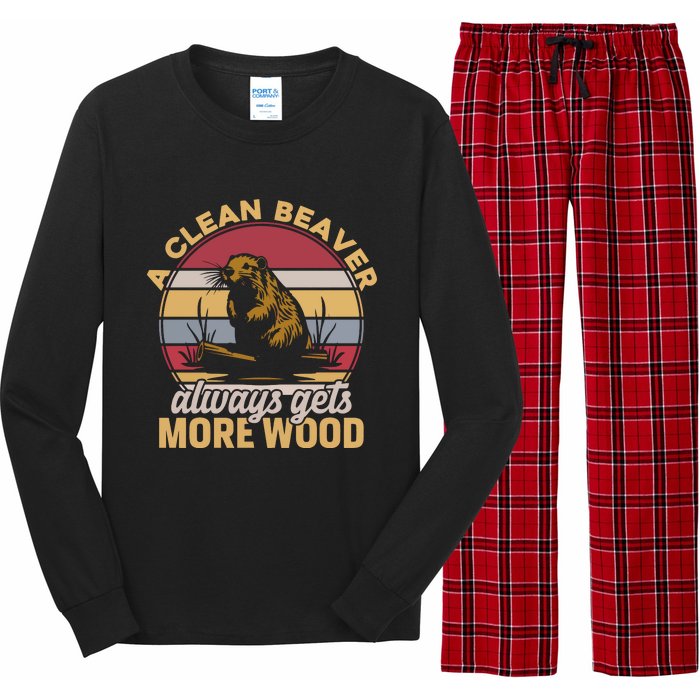 A Clean Beaver Always Gets More Wood Vintage Long Sleeve Pajama Set