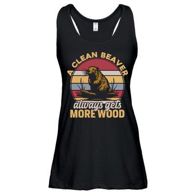 A Clean Beaver Always Gets More Wood Vintage Ladies Essential Flowy Tank