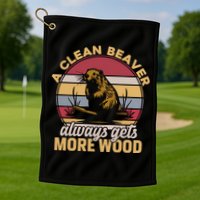 A Clean Beaver Always Gets More Wood Vintage Golf Towel