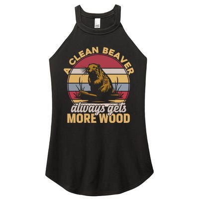A Clean Beaver Always Gets More Wood Vintage Women's Perfect Tri Rocker Tank