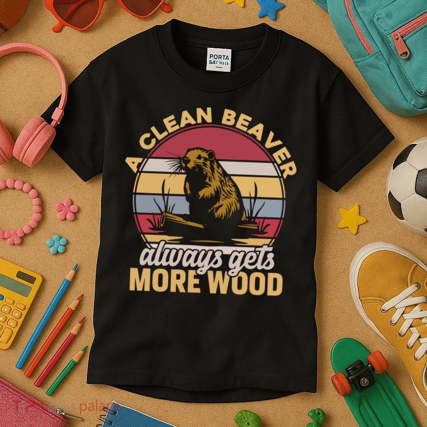 A Clean Beaver Always Gets More Wood Vintage Kids T-Shirt