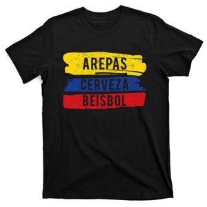 Arepas Cerveza Beisbol Funny Gift For Venezuela Baseball Fan T-Shirt