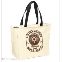 A Clean Beaver Always Gets More Wood Graphic Funny Raunchy Zip Tote Bag