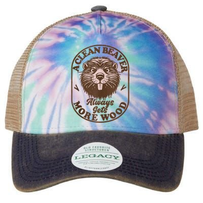 A Clean Beaver Always Gets More Wood Graphic Funny Raunchy Legacy Tie Dye Trucker Hat